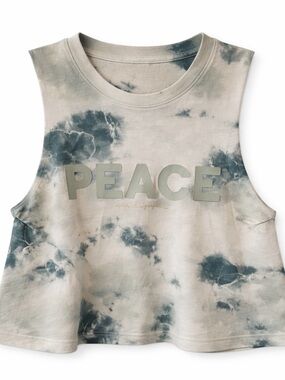 Spiritual Gangster Peace Tank Top Sage Green Tie Dye Muscle Tee Yoga S
